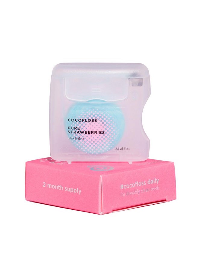 Cocofloss Cocofloss Woven Dental Floss, Dentist-Designed Oral Care, Strawberry Scent, Waxed, Expanding, Kid-Friendly String Floss with Coconut Oil, 1 Spool (33 yd)  - Image 1