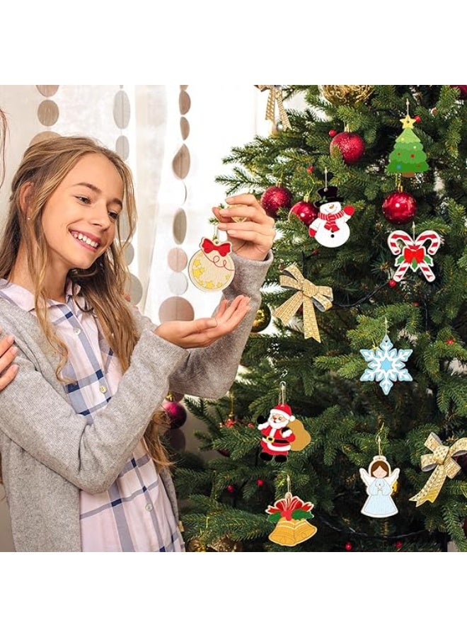 زينة عيد الميلاد الخشبية للطلاء خشب خام غير مكتمل للحرف اليدوية وديكورات الشتاء المعلقة تتضمن 8 أنماط من الأشكال المقطوعة، مجموعة من 80 قطعة - Image 3