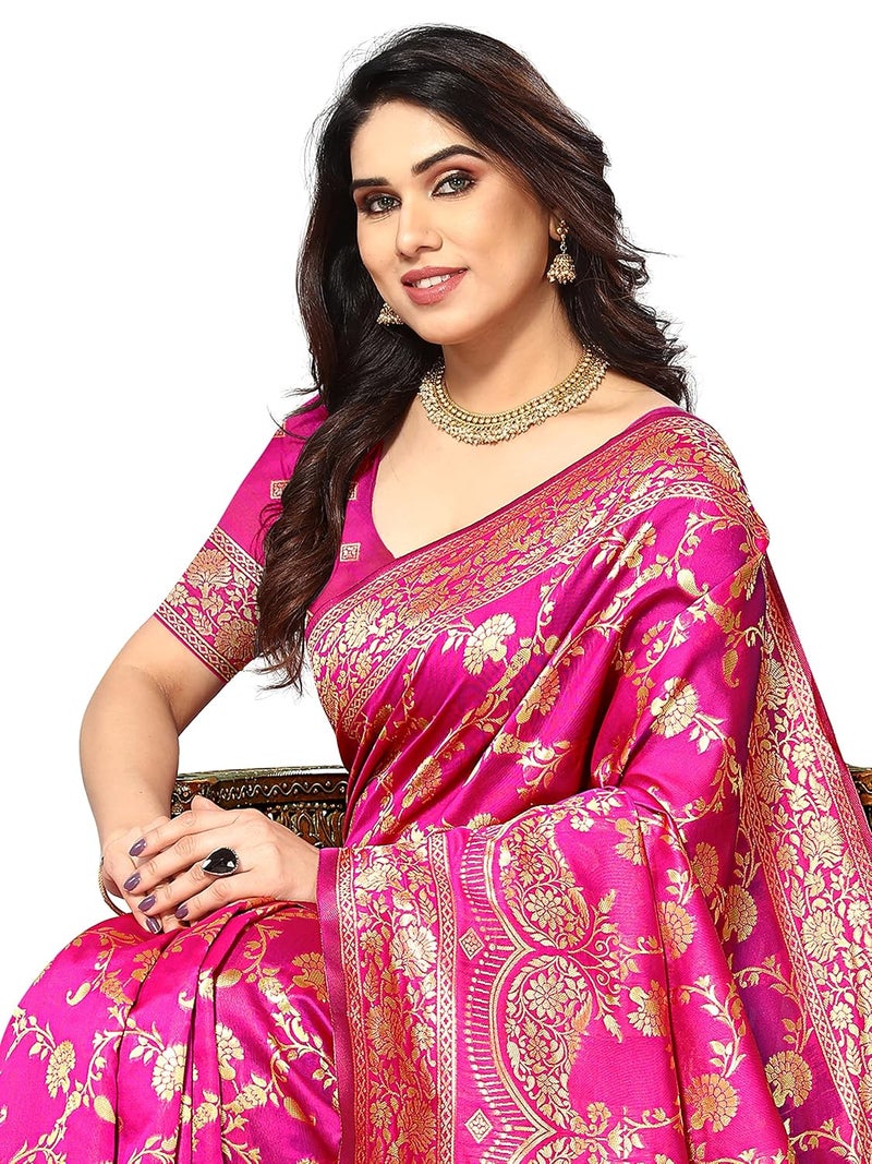 Sidhidata ساري سيدهيداتا النسائي من حرير كانجيفارام بناراسي جاكار مع قطعة بلوزة - مثالي للمهرجانات والأعراس - Image 2