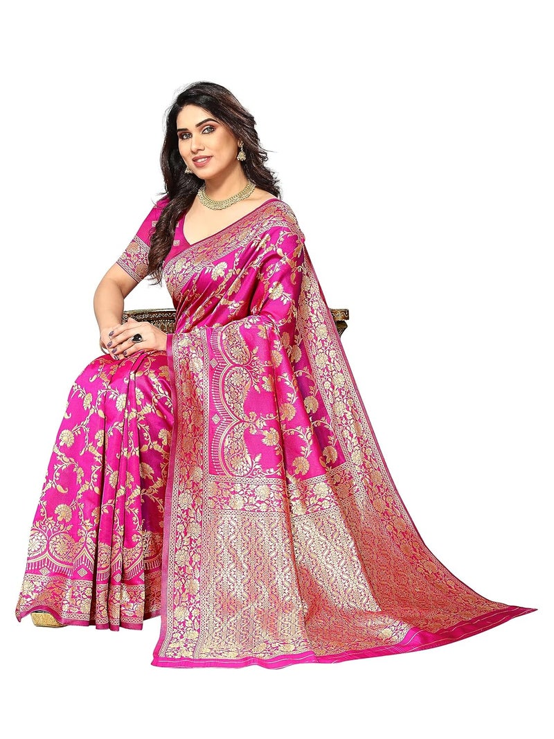 Sidhidata ساري سيدهيداتا النسائي من حرير كانجيفارام بناراسي جاكار مع قطعة بلوزة - مثالي للمهرجانات والأعراس - Image 4