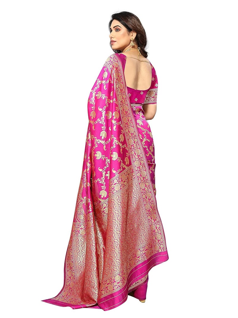 Sidhidata ساري سيدهيداتا النسائي من حرير كانجيفارام بناراسي جاكار مع قطعة بلوزة - مثالي للمهرجانات والأعراس - Image 3