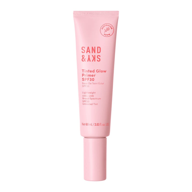 Sand & Sky Tinted Glow Primer SPF 30 Sunscreen - Australian Made Daily Hydrating Makeup Primer with Broad Spectrum Sun Protection & Sheer Rosy Tint | Improves Pigment, Firms Skin, Minimizes Roughness - Image 1