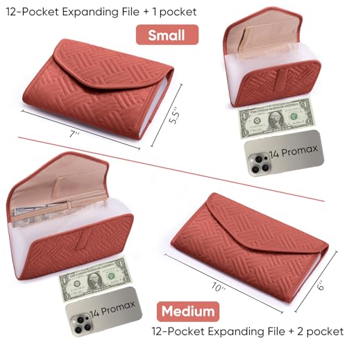 FRECOLSH Fabric Bill Organizer with Pockets 10x6 Receipt Organizer for Business - Receipt Holder Organizer - Cash Organizer -Coupon Holder - Money Organizer for Cash- Small Accordion File Organizer - Image 5