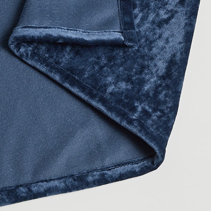 Fredsure Distressed Velvet Shower Curtain Set, 13 Pieces Navy Including 1 Piece 72"x72" Shower Curtain and 12 Pieces Silver Hooks - Image 5