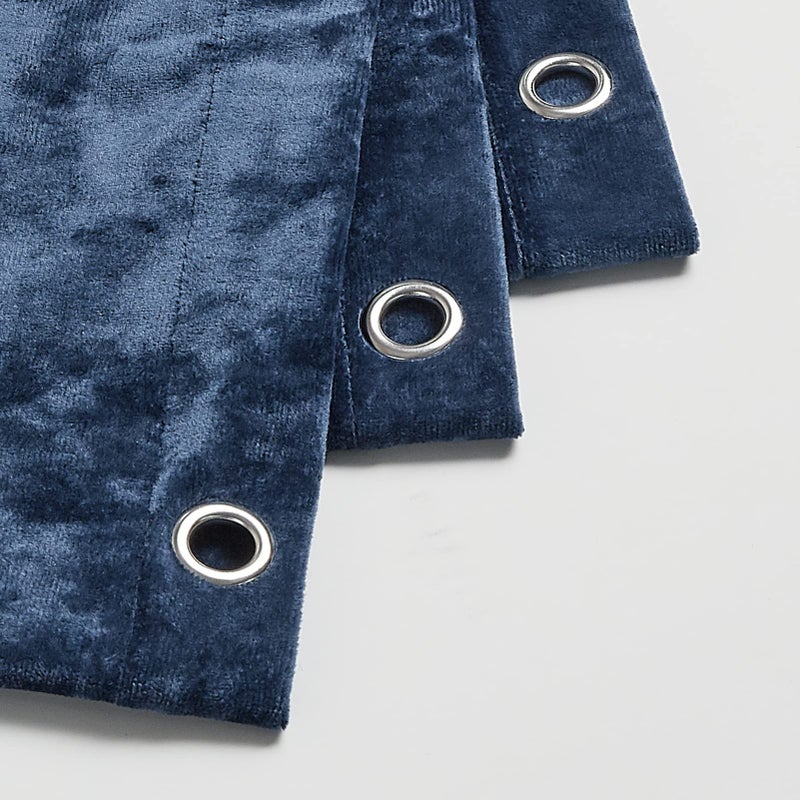 Fredsure Distressed Velvet Shower Curtain Set, 13 Pieces Navy Including 1 Piece 72"x72" Shower Curtain and 12 Pieces Silver Hooks - Image 3