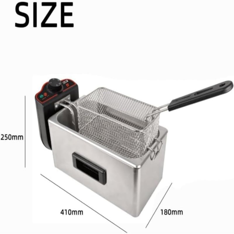 ZAMZIN Electric Deep Fryer 3.8L Stainless Steel – 2000W Professional Deep Fat Fryer with Adjustable Thermostat, Viewing Window Lid & Frying Basket, Compact Easy-Clean Design for Home Kitchen, Restaurants, Parties & Events - Image 2