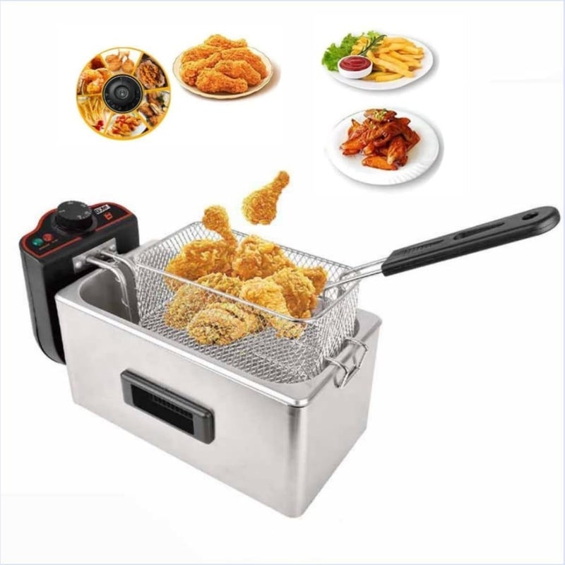 ZAMZIN Electric Deep Fryer 3.8L Stainless Steel – 2000W Professional Deep Fat Fryer with Adjustable Thermostat, Viewing Window Lid & Frying Basket, Compact Easy-Clean Design for Home Kitchen, Restaurants, Parties & Events - Image 1