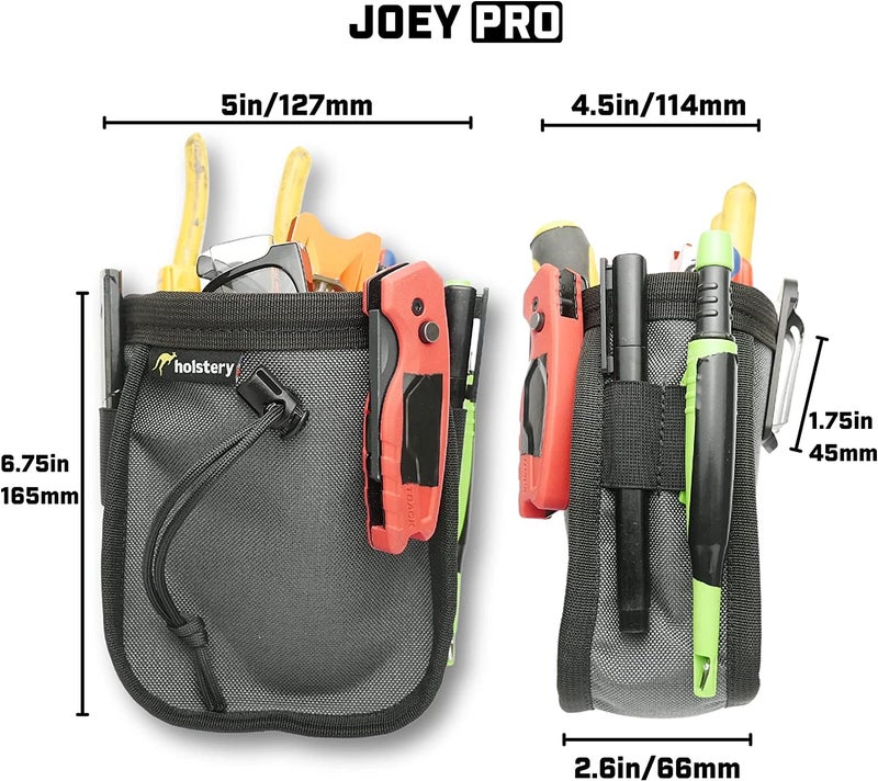 Holstery Joey Pouch PRO | Clip-On Tool Belt Bag for Tools, Screws, and Nails - Great for an Electrician, HVAC Tech, Plumber, Carpenter, Contractor, Handy Man, and Any Tradesperson - Metal Clip - Image 2