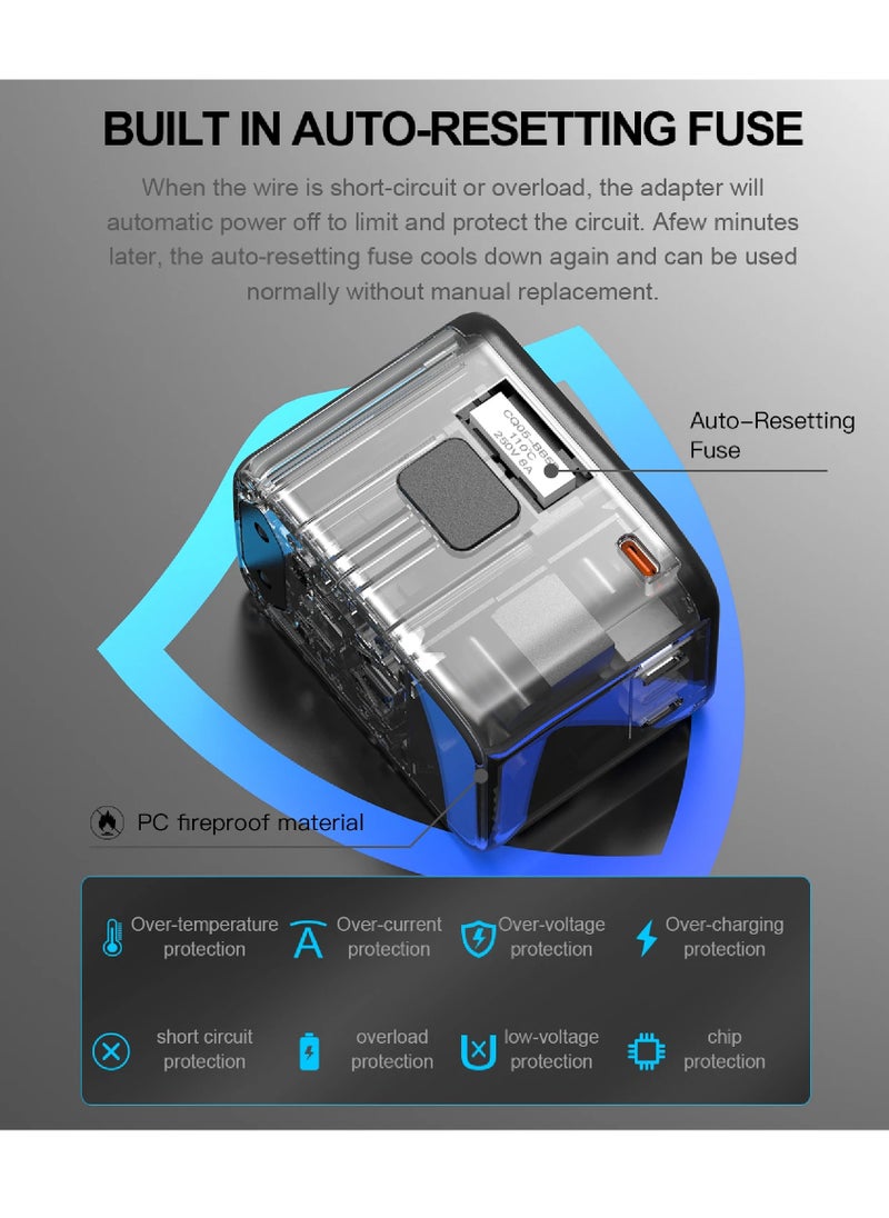Protect - universal travel adapter 2 USB, A and 2 type c ports plug 65W adapter with GaN technology - Image 1