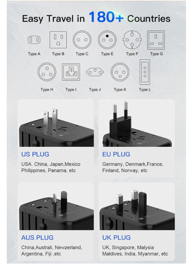 Protect - universal travel adapter 2 USB, A and 2 type c ports plug 65W adapter with GaN technology - Image 1
