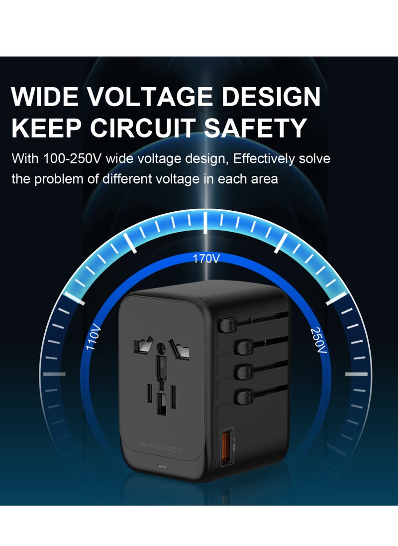 Protect - universal travel adapter 2 USB, A and 2 type c ports plug 65W adapter with GaN technology - Image 1