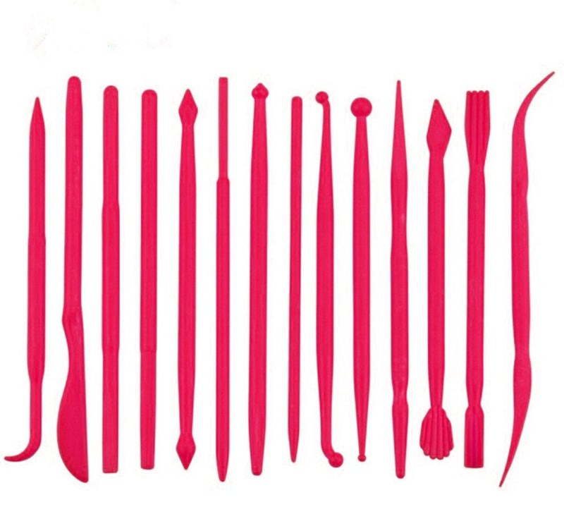 yueton 14pcs Set Plastic Crafts Clay Modeling Tool for Shaping and Sculpting Hot Pink