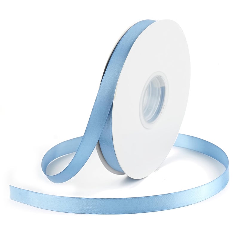 DINDOSAL Dusty Blue Ribbon 12 Inch Thin French Blue Double Face Satin Fabric Ribbon for Wedding Decor Gift Wrapping Bridal Shower Hair Ribbon for Crafts  50Yards