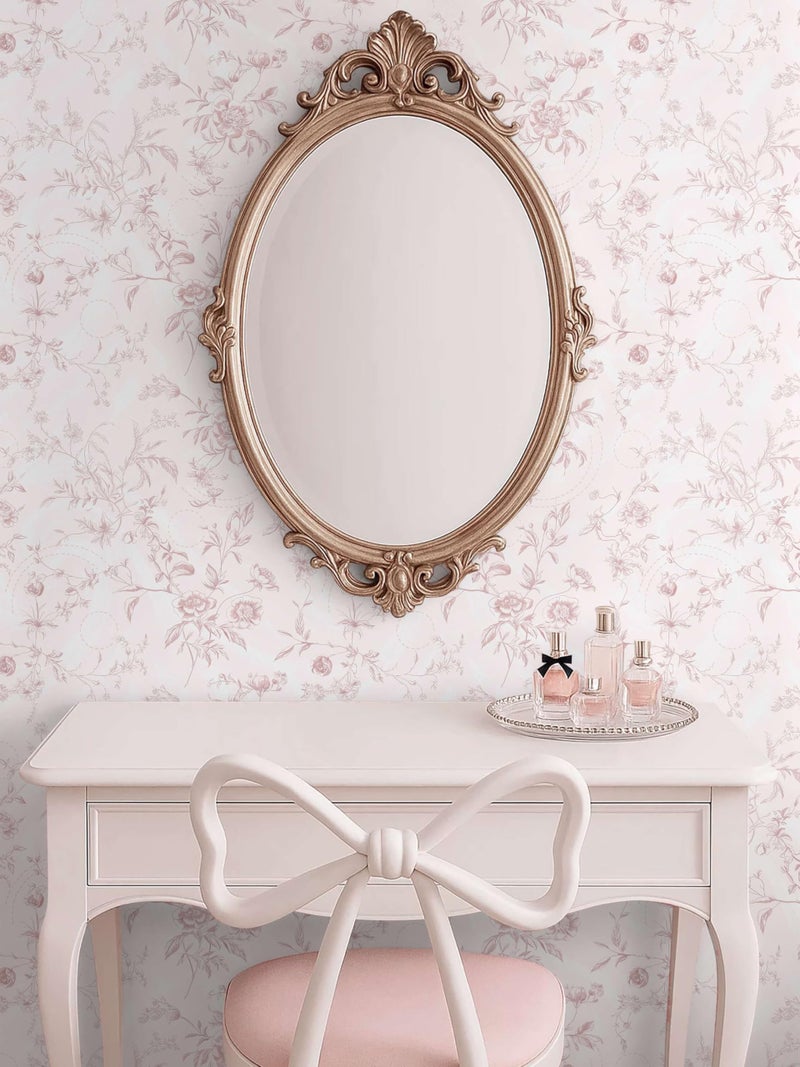 Ismoon Peel and Stick Wallpaper Floral Pink Stick on Wall Paper Vintage French Contact Paper for Cabinet Textured Removable Self Adhesive Wallpaper Vinyl Roll Shelf Deco, 17.3x78.7in - Image 4