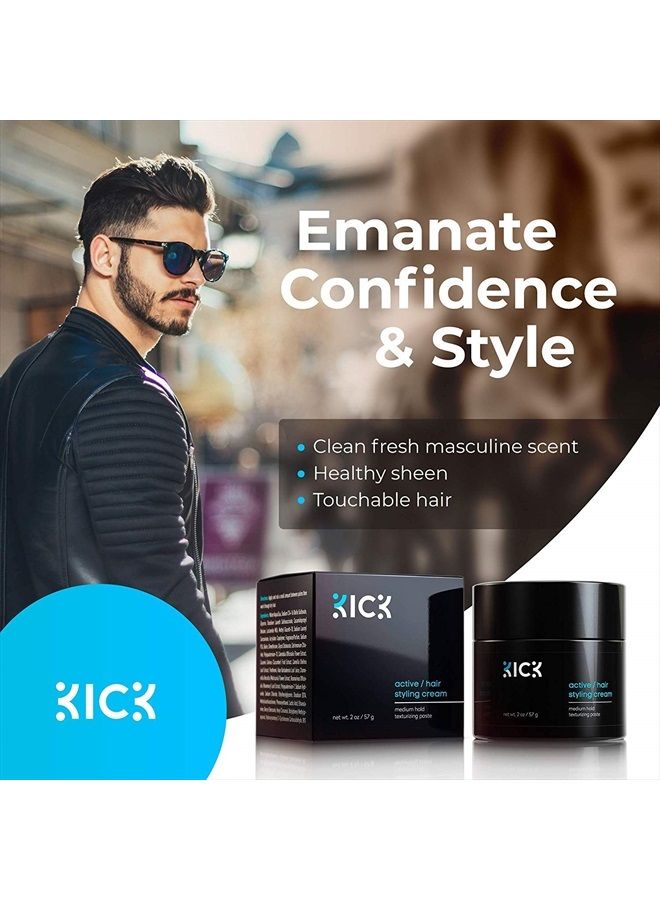 Kick Hair Cream for Men Medium Hold Forming Cream - Award Winning Mens Hair Products - Non Greasy Hair Styling Cream with Argan and Coconut Oil to Restore Dry, Damaged Hair - 2 Oz - Image 3