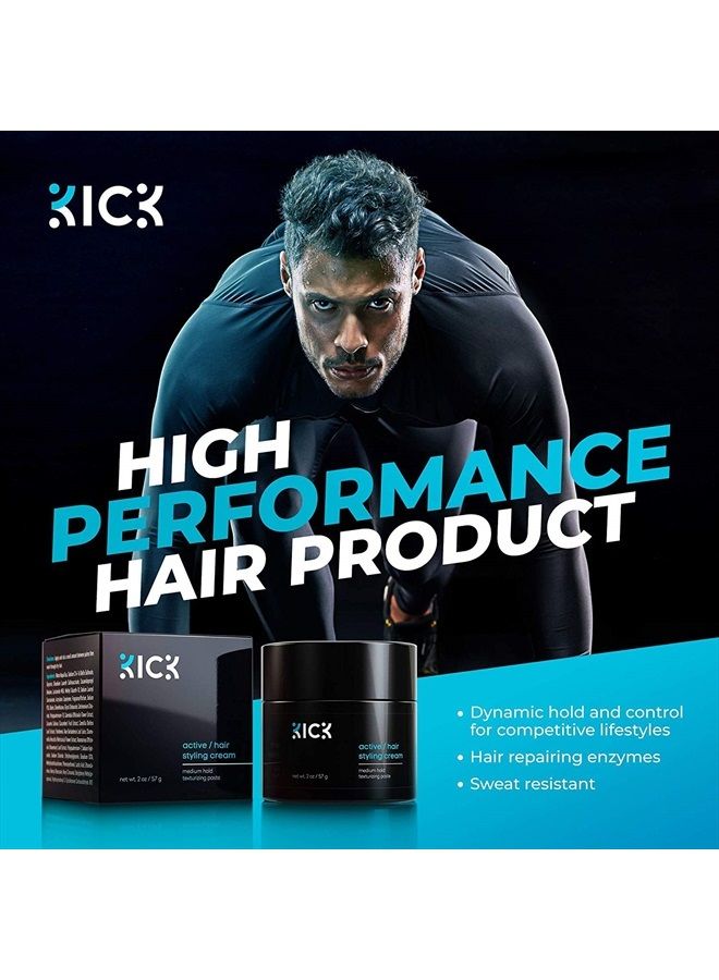 Kick Hair Cream for Men Medium Hold Forming Cream - Award Winning Mens Hair Products - Non Greasy Hair Styling Cream with Argan and Coconut Oil to Restore Dry, Damaged Hair - 2 Oz - Image 5