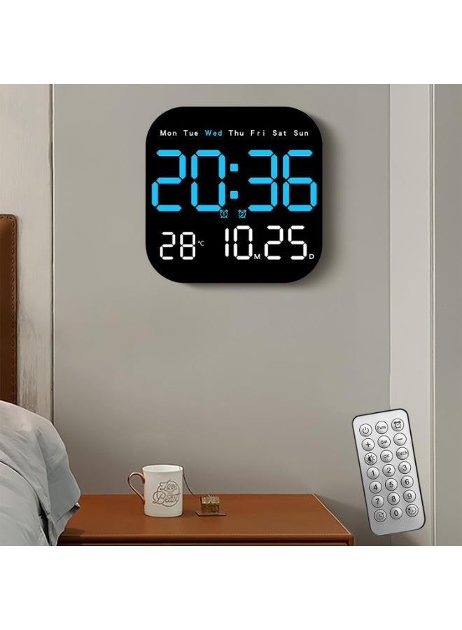 BlueFire 9-Inch Large LED Digital Wall Clock with Remote Control, Countdown Timer, Dual Alarm, Temperature Display & Auto Dimming Sensor – Adjustable Brightness, 12/24H, DST Support for Bedroom, Living Room, Office & Elderly Friendly Smart Clock - Image 1