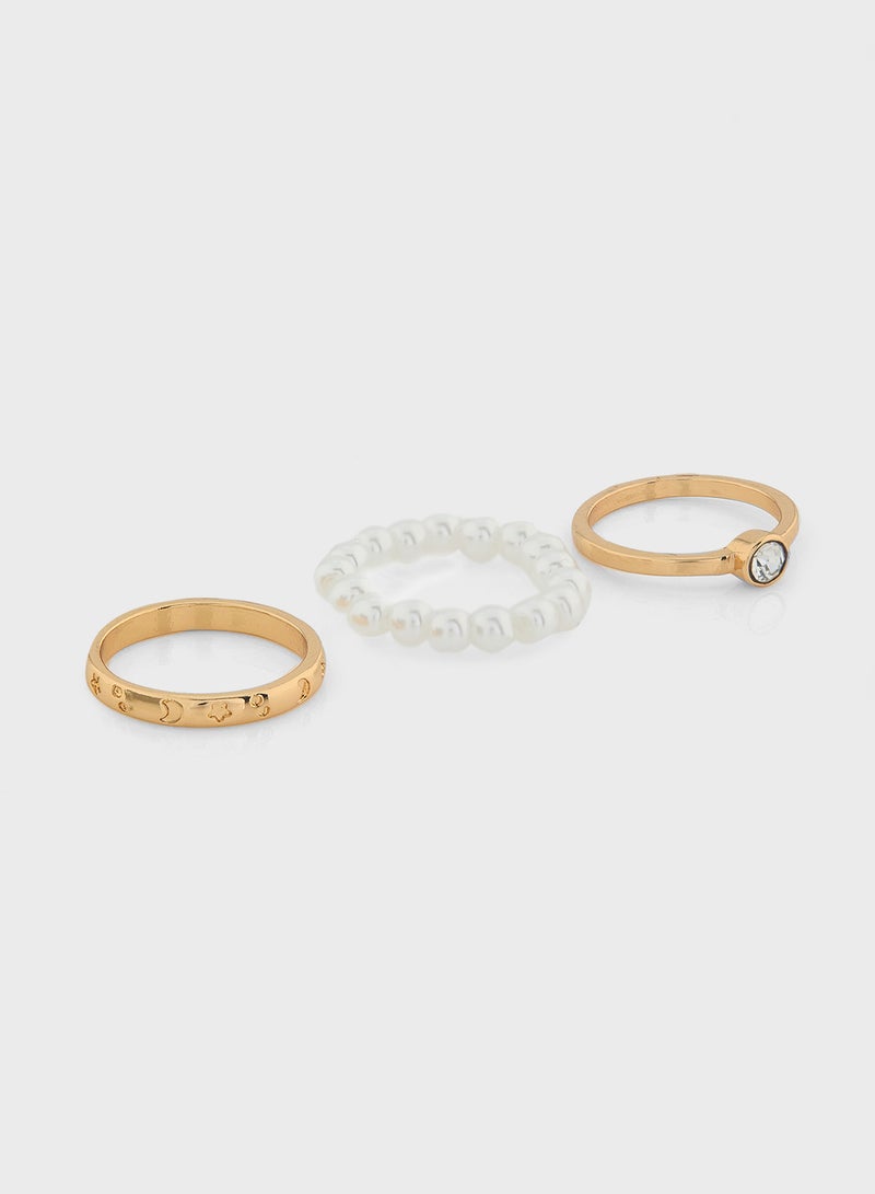 ELLA 3 Pack Mix Pearl Ring  - Image 1
