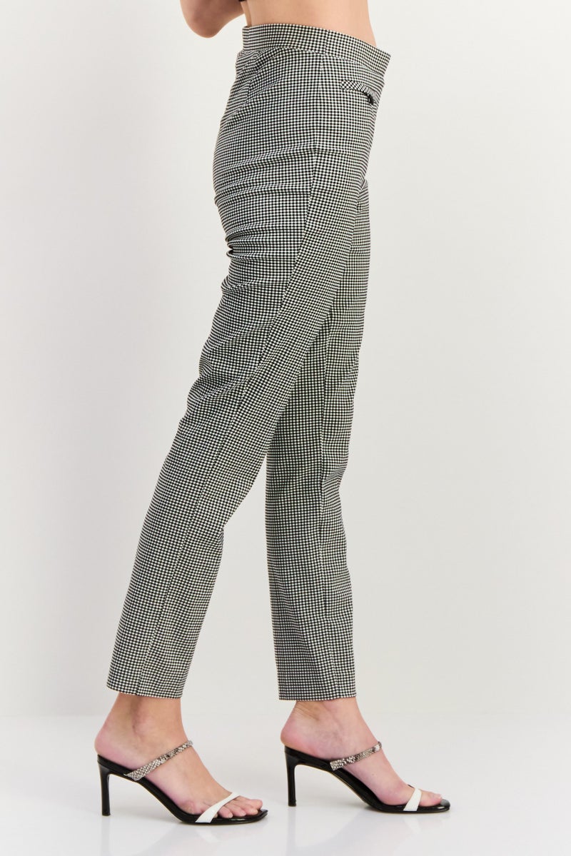 Jones New York سروال تشينو نسائي بقصة عادية، مخطط، أسود/أبيض - Image 3