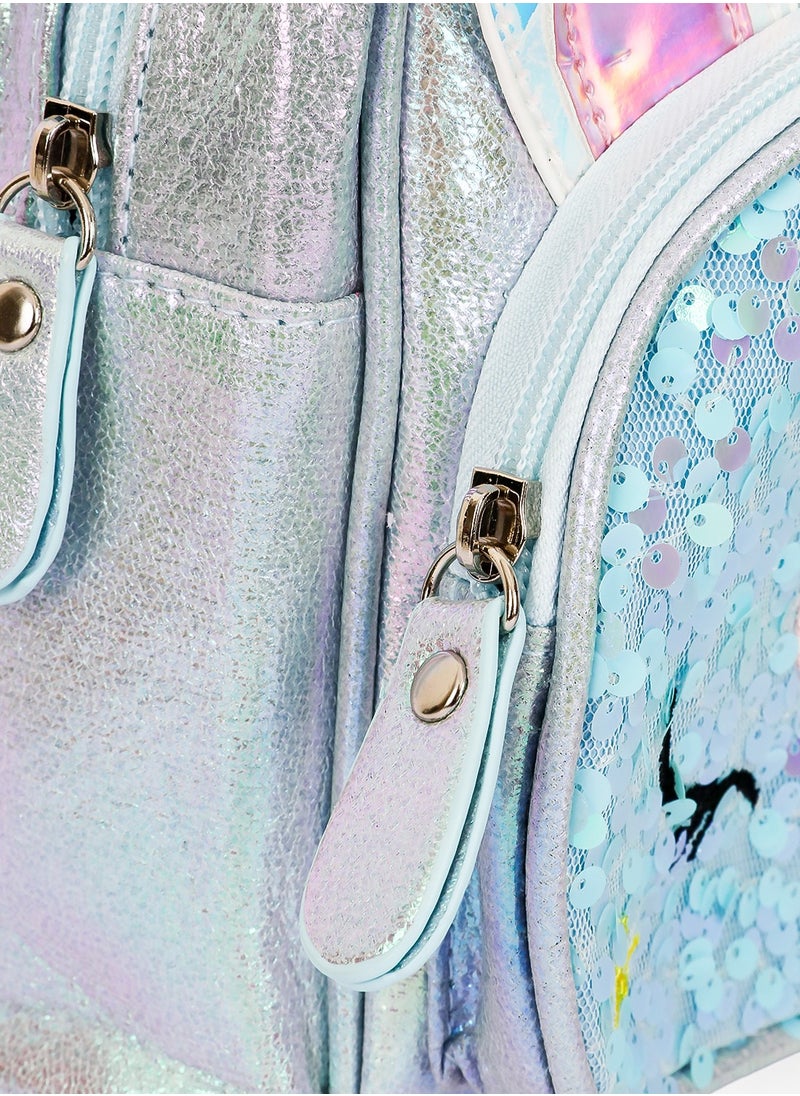 Eazy Kids Sequin School Backpack - Unicorn Green  - Image 5