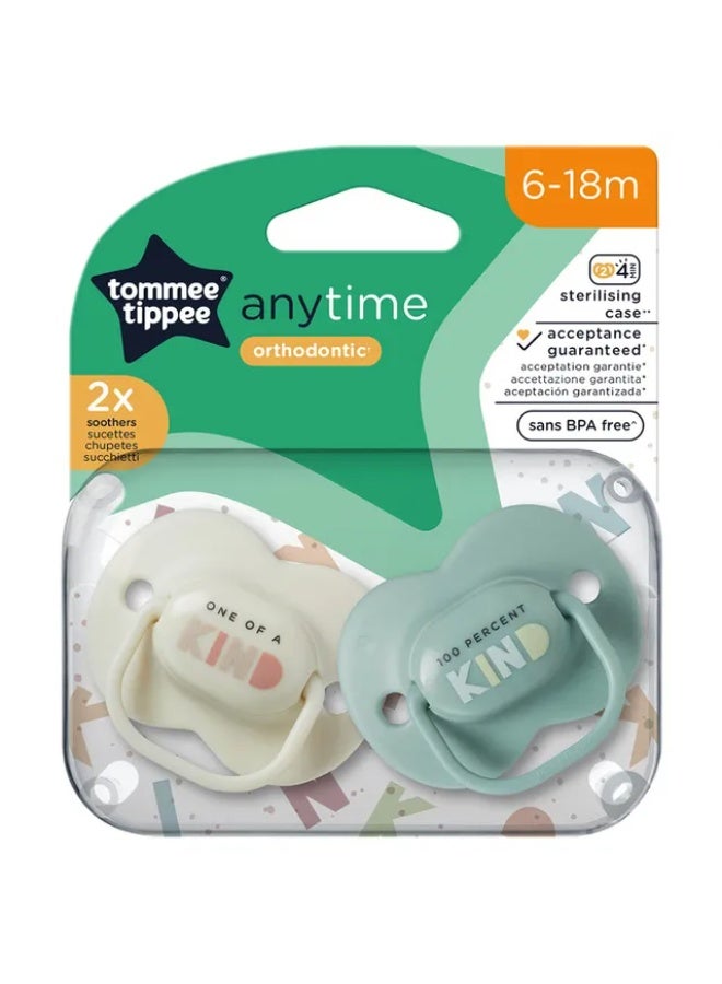 Tommee Tippee UK Tommee Tippee - Anytime Soothers - 6-18M - Blue - Pack of 2