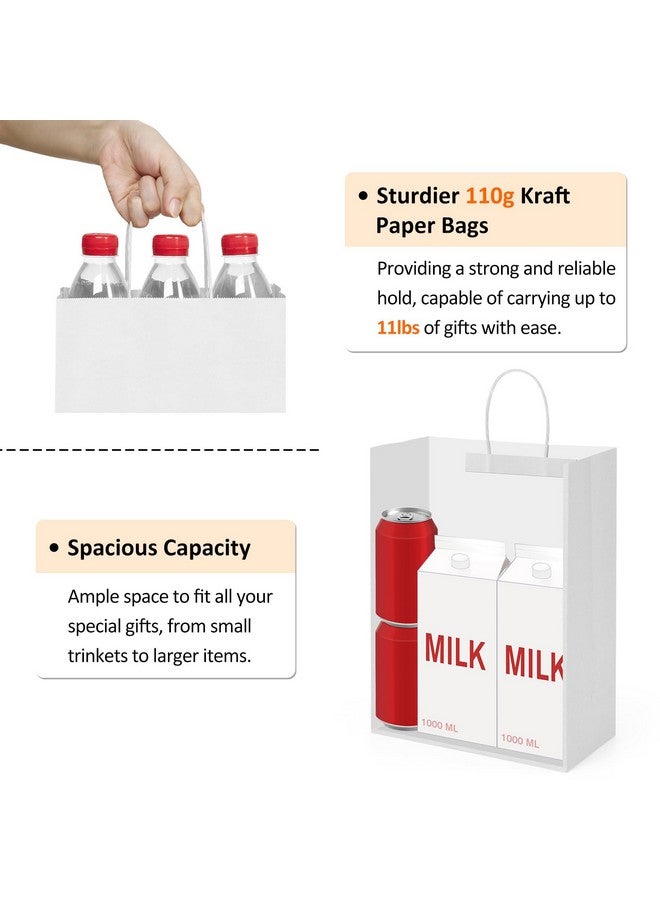 BagDream Gift Bags 10x5x13 25Pcs White Paper Bags Gift Bags with Handles Bulk Shopping Bags, Merchandise Bags, Retail Bags, Party Favor Bags, 100% Recyclable Paper Bags Sacks - Image 3