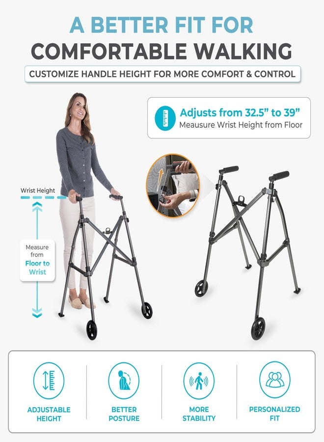 Stander Wonder Walker with 5-inch Wheels, Lightweight Folding Walker for Adults, Seniors, and Elderly, Collapsible Travel Walker, Ski Glides for Mobility Support, Compact, Black Walnut - Image 5