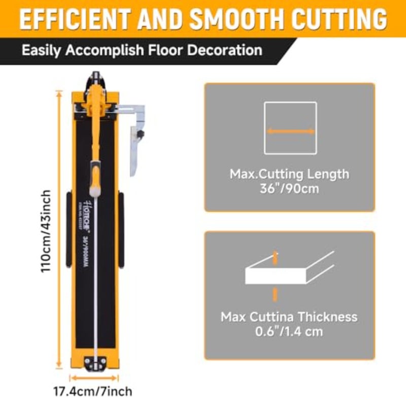 Hoteche 36"/900Mm Heavy Duty Tile Cutter, Top Professional Tile Cutter for Parallel and Angled 0°-60° Cuts, 16Mm Cutting Depth - Image 3