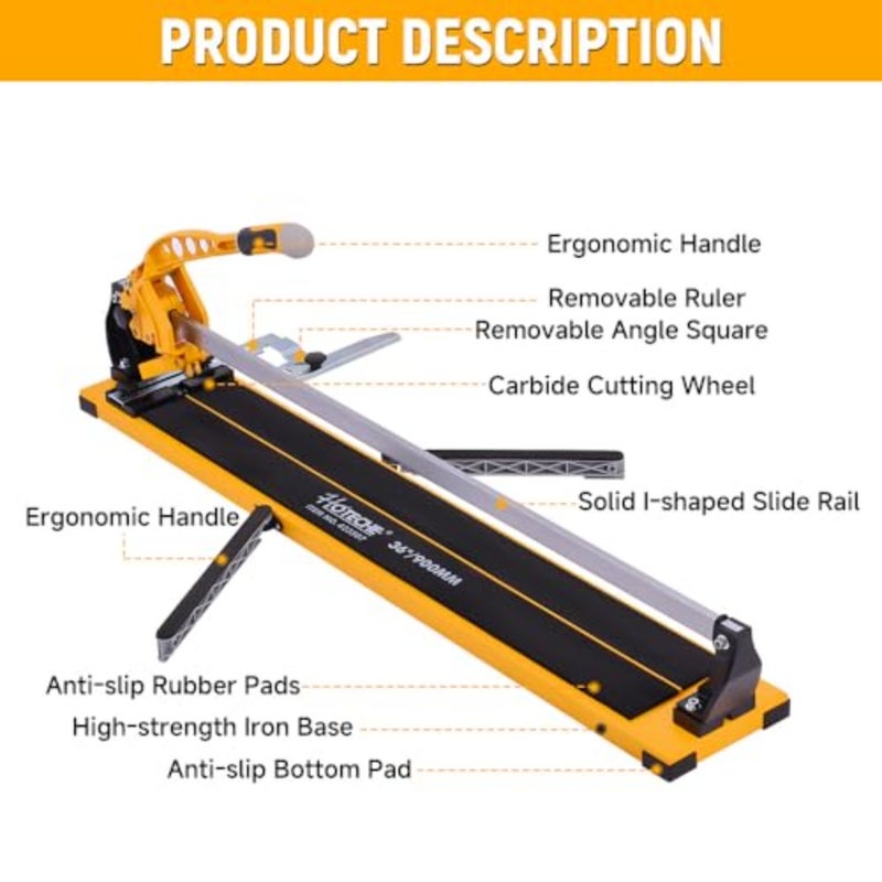 Hoteche 36"/900Mm Heavy Duty Tile Cutter, Top Professional Tile Cutter for Parallel and Angled 0°-60° Cuts, 16Mm Cutting Depth - Image 2