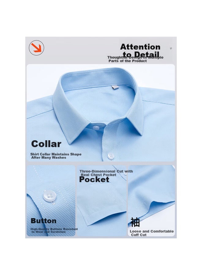 Romon Men's Short Sleeve Shirt Summer Solid Color Polo Collar Commuter Workwear Youth Business Casual Professional Dress Shirt Black M - Image 5