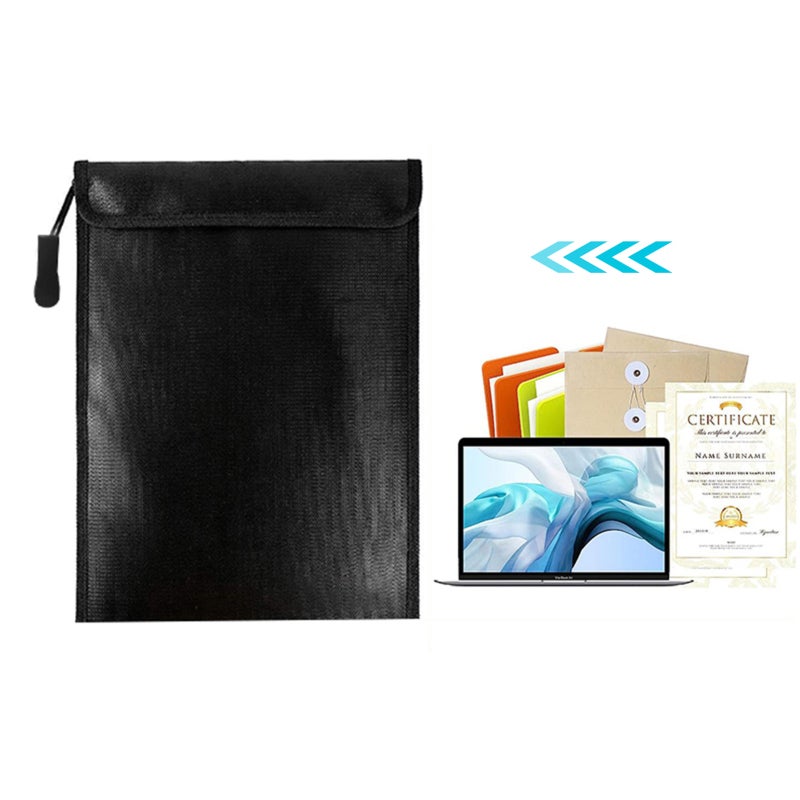 Fireproof Bag: Large Size Black - Fireproof And Waterproof Design With Upgraded Zipper Closure, Waterproof Storage For Home Security, Travel Emergency Kit - Image 5