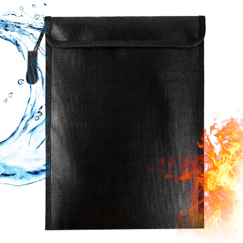 Fireproof Bag: Large Size Black - Fireproof And Waterproof Design With Upgraded Zipper Closure, Waterproof Storage For Home Security, Travel Emergency Kit - Image 1