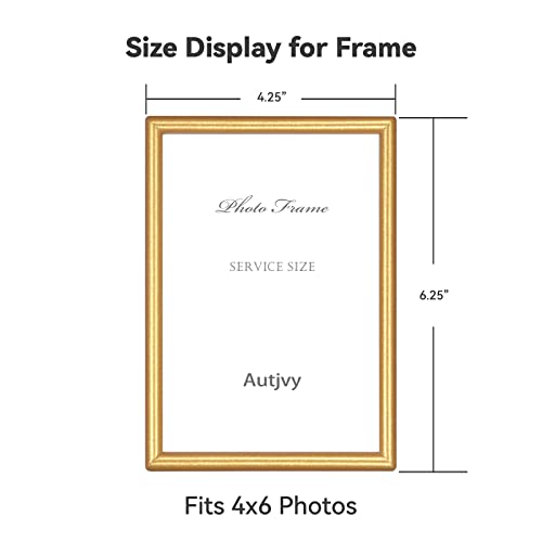 Autjvy 4x6 Picture Frame Matte Gold Modern Simple Thin Aluminum Metal Photo Frame with HD Real Glass, Display for Tabletop and Wall Collage. (2 Pack) - Image 2