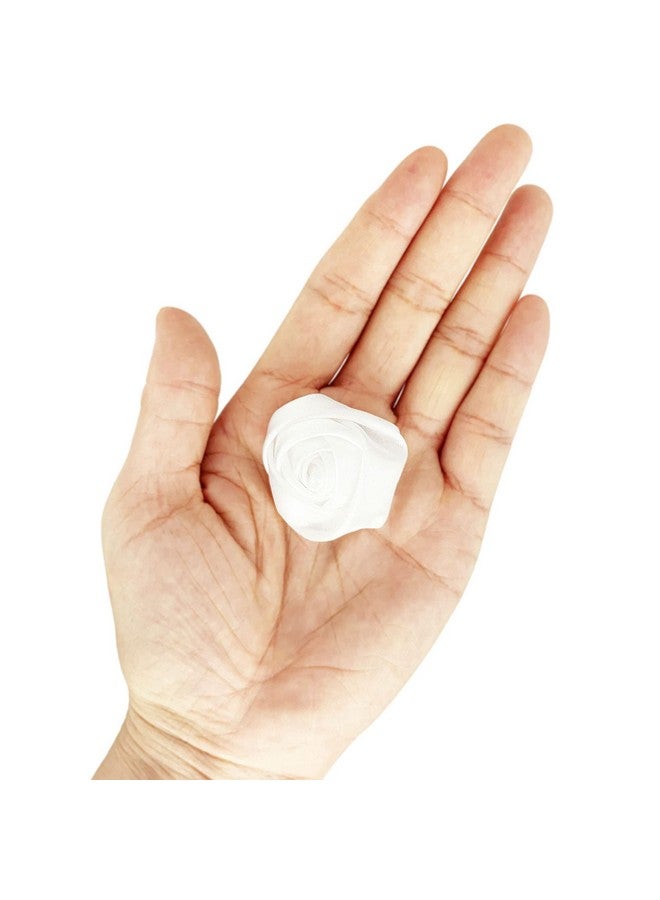 BETITETO 50 قطعة من شريط الساتان على شكل وردة 4D زهور قماشية مصنوعة يدويًا 1.4" لتزيين باقات الزفاف وأشرطة الزينة وتغليف الهدايا وأربطة الرأس ودبابيس الشعر وأعمال الحرف والخياطة والتطبيقات (أبيض) - Image 4