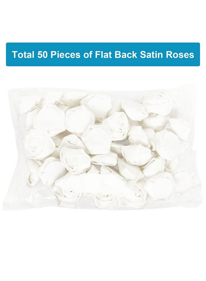 BETITETO 50 قطعة من شريط الساتان على شكل وردة 4D زهور قماشية مصنوعة يدويًا 1.4" لتزيين باقات الزفاف وأشرطة الزينة وتغليف الهدايا وأربطة الرأس ودبابيس الشعر وأعمال الحرف والخياطة والتطبيقات (أبيض) - Image 5