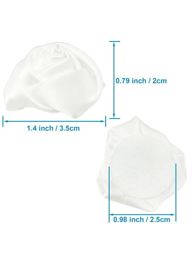 BETITETO 50 قطعة من شريط الساتان على شكل وردة 4D زهور قماشية مصنوعة يدويًا 1.4" لتزيين باقات الزفاف وأشرطة الزينة وتغليف الهدايا وأربطة الرأس ودبابيس الشعر وأعمال الحرف والخياطة والتطبيقات (أبيض) - Image 3