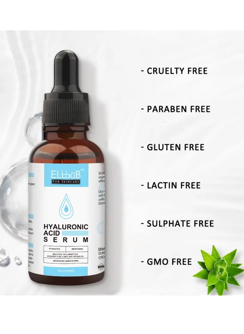 ELBBUB Hyaluronic Acid Serum Moisturizing Wrinkle Serum for Erasing Fine Lines and Wrinkles Soft Hydrating Easy Absorption Anti Aging Serum Perfect Hydrating Serum for Face and Dry Skin Face Serum 30ml - Image 3