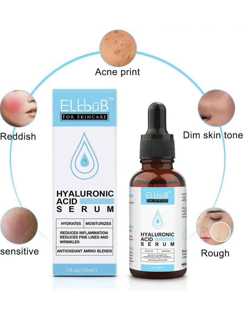 ELBBUB Hyaluronic Acid Serum Moisturizing Wrinkle Serum for Erasing Fine Lines and Wrinkles Soft Hydrating Easy Absorption Anti Aging Serum Perfect Hydrating Serum for Face and Dry Skin Face Serum 30ml - Image 2