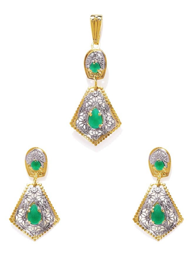 ACCESSHER Womens 22k Gold Plated CNC Necklace Set With Italian Jewellery - Image 1