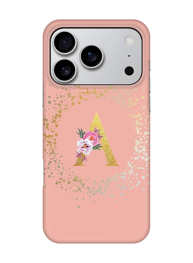 Stylizedd For iPhone 17 Pro,Case, [Compatible with MagSafe] Magnetic cover Slim fit Protection Matte, - Custom Monogram Floral - A  (Rose Pink )