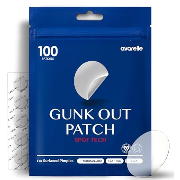 AVARELLE Gunk Out Pimple Patches for Face (100 COUNT), Blackhead & Pore Extractor Pimple Patches | FSA HSA Acne Treatment Zit Patches For Face & Hydrocolloid Cystic Acne Treatment - Image 1