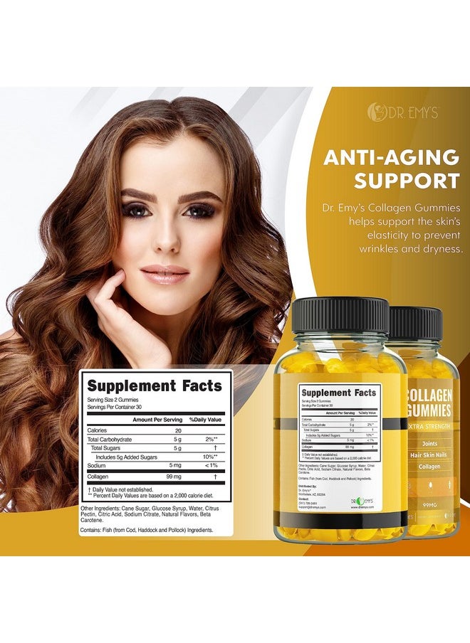 DR. EMY'S - Collagen Gummies Gummy Vitamin For Women & Men Hair Skin Nails Joint Supplement. Anti Aging Collagen Gummy Supplements. Strengthen Hair Skin And Nails. Gelatin Free. 120 Ct Each. (2) - Image 1