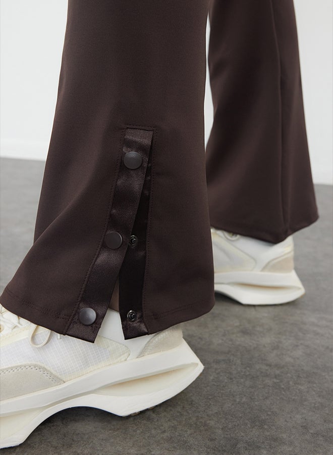 trendyol Dark Brown Gathering Leg Snap Detailed Spanish Leg Yoga Knitted Sports Tights  - Image 3
