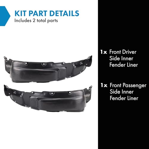 TRQ طقم بطانة الفندر الداخلية الأمامية TRQ متوافق مع تويوتا لاند كروزر 1998-2007 TO1248114 TO1249114 - Image 2