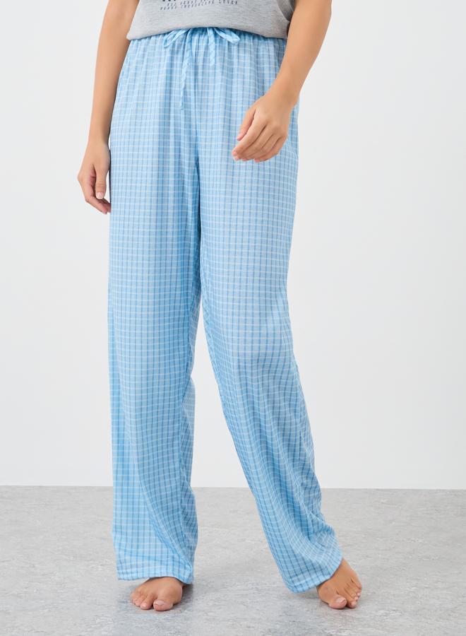 Styli Pancake Graphic Print Tank and Gingham Checked Pyjama Set - Image 5