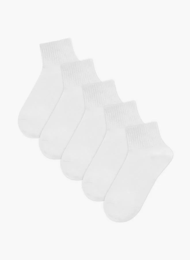 سبلاش فيڤ Set of 5 - Ribbed Quarter Crew Length Socks with Antibacterial Protection