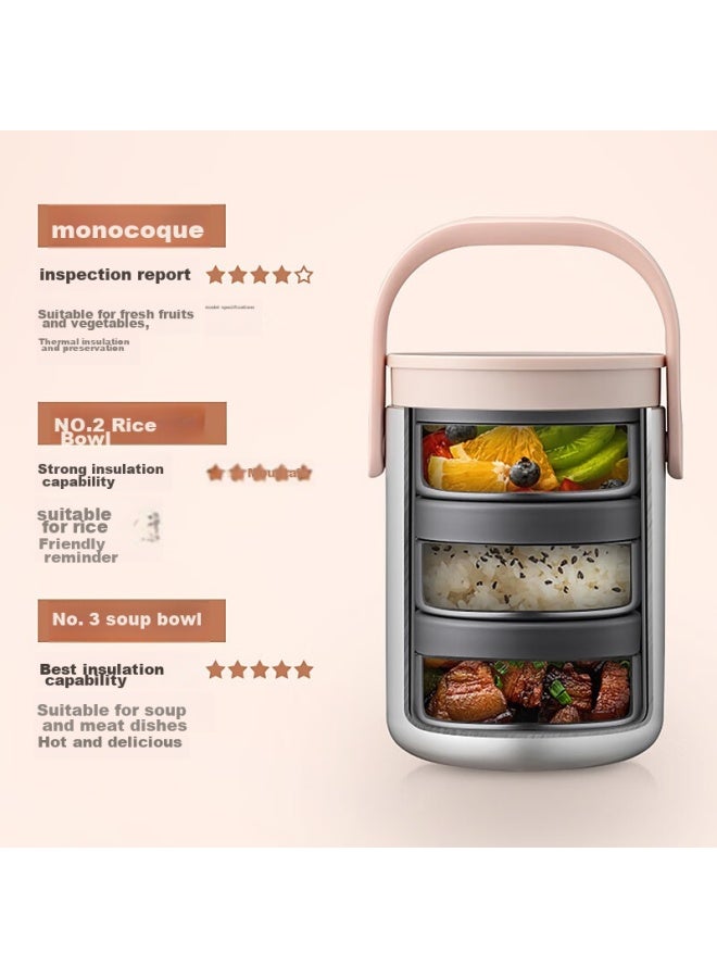 Joyoung Insulated Lunch Box With Handle, 1.8l Large Capacity, 304 Stainless Steel, Extra Long Insulation, For Office Workers, Lunch Carrier, Bento Box - Image 2