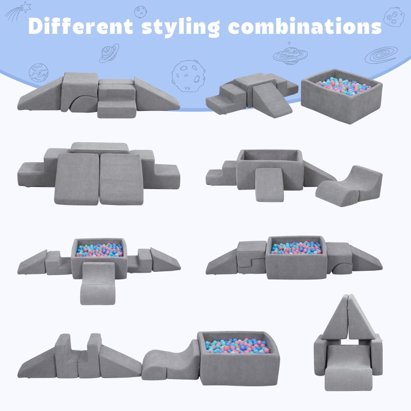 STAOLENE Soft Foam Climbing Blocks with Ball Pit, 6PCS Grey Indoor Climbing Toys for Toddler, Climb and Crawl Activity Play Set, Play Gym for Child Development (Balls not Included) - Image 4