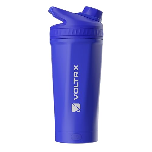 VOLTRX ChillMix Shaker Bottle Insulated Stainless Steel USB C Rechargeable Electric Protein Shake Mixer Shaker Cups for Protein Shakes and Meal Replacement Electric Blue 16 oz - Image 1