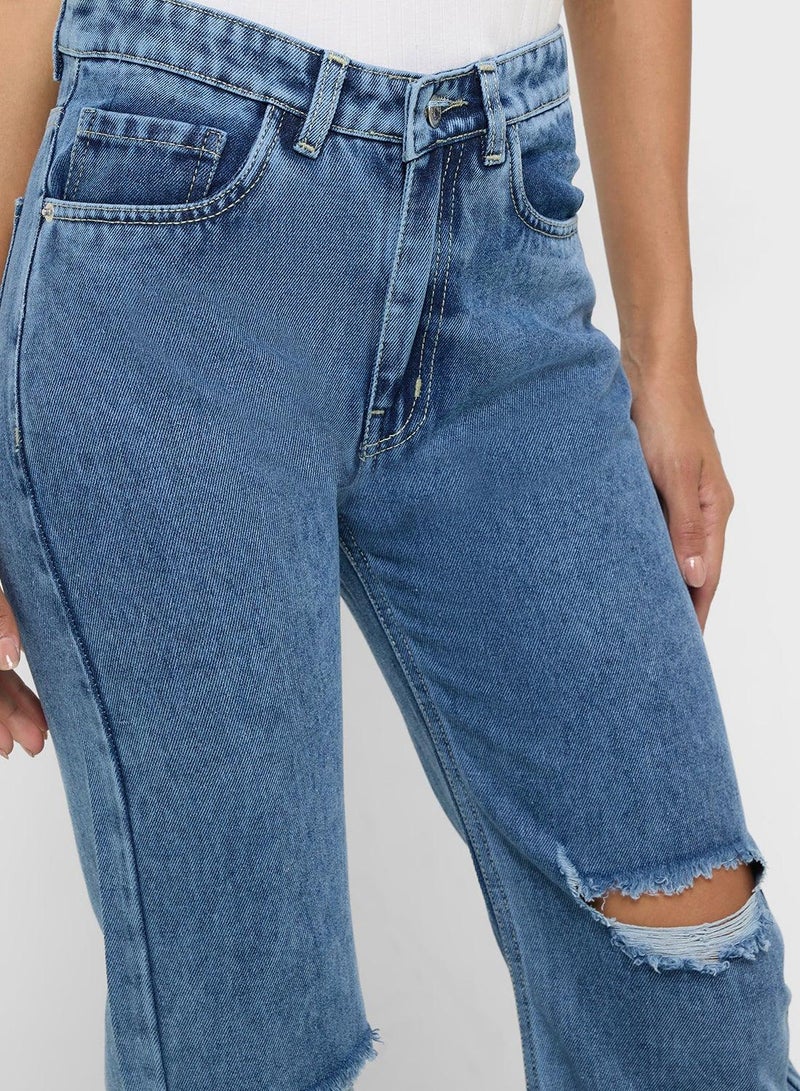 Ginger Distressed High Rise Straight Fit Jeans - Image 4